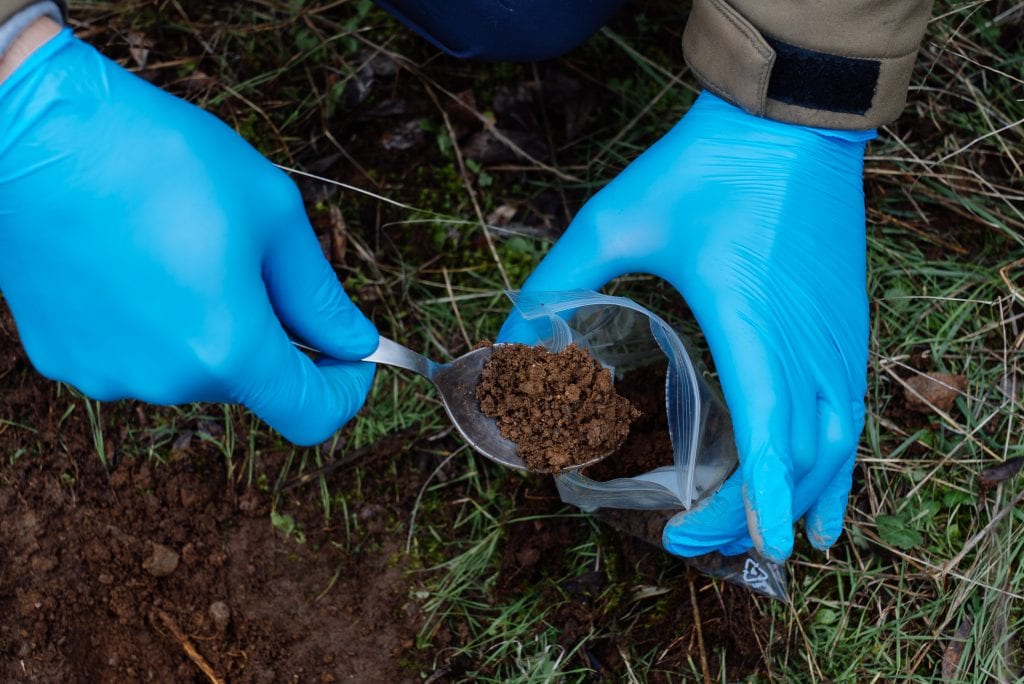 Recolha de amostras de solo