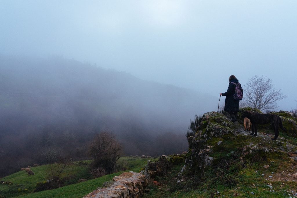 Alexandra na serra com os seus animais