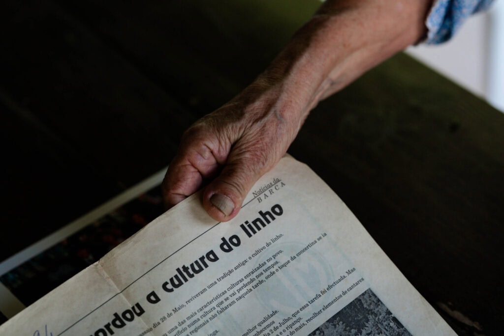 Recortes de jornal sobre a ciclo do linho em Bravães